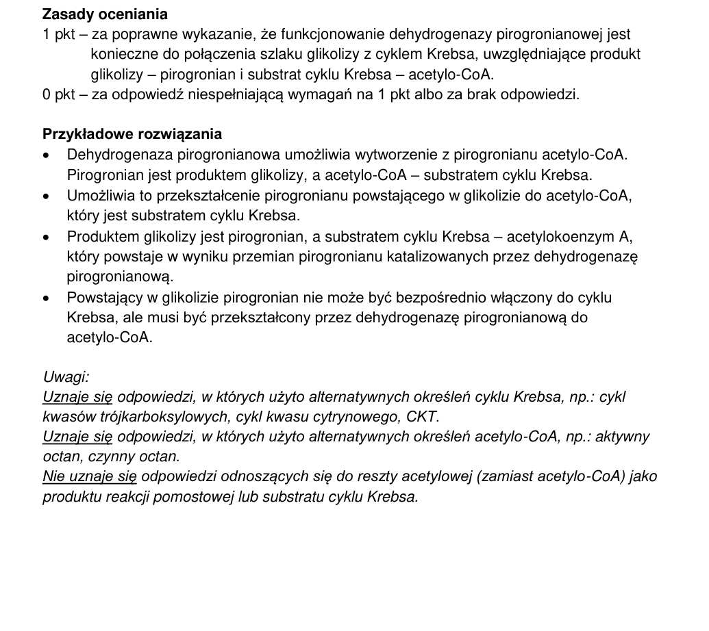 Oficjalna odpowiedź i zasady oceniania CKE, zadanie 1.3